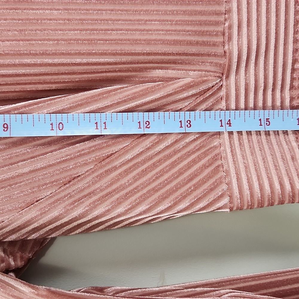 Dynamite Pink Ribbed Velvet Midi Dress – Long Sleeve Bodycon - Picture 12 of 15